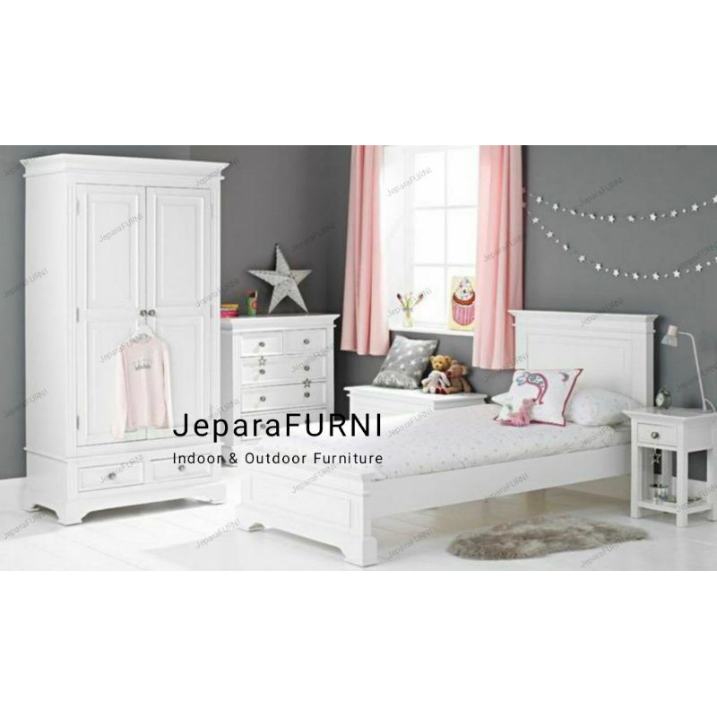 set kamar tidur anak kayu jati jepara