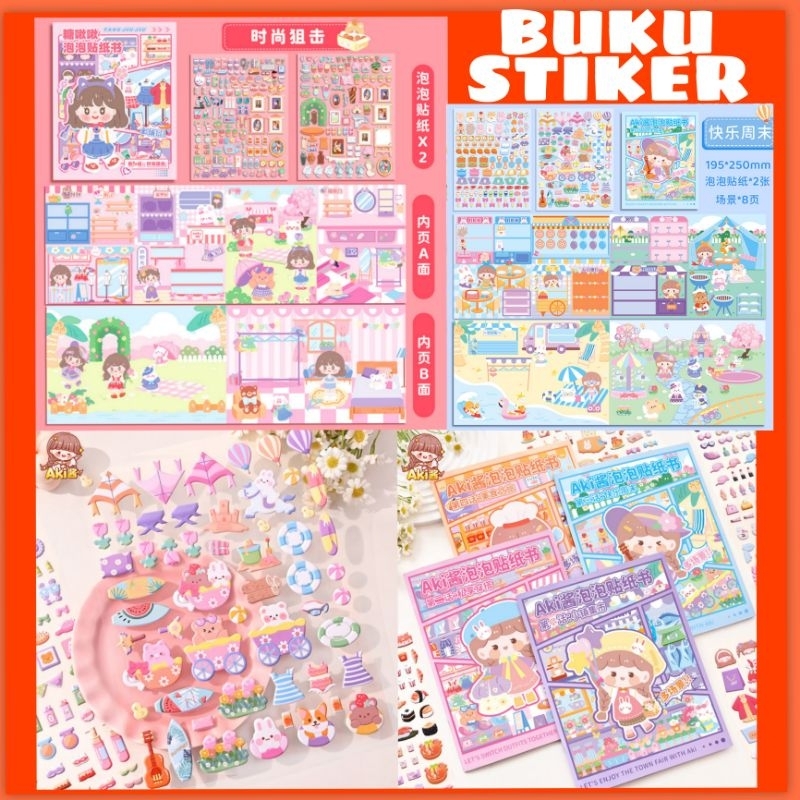 

buku tempel stiker anak motif lucu / stiker tempel buku custom dekorasi
