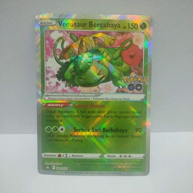 Kartu Pokemon Seri Go Venusaur Bercahaya Original