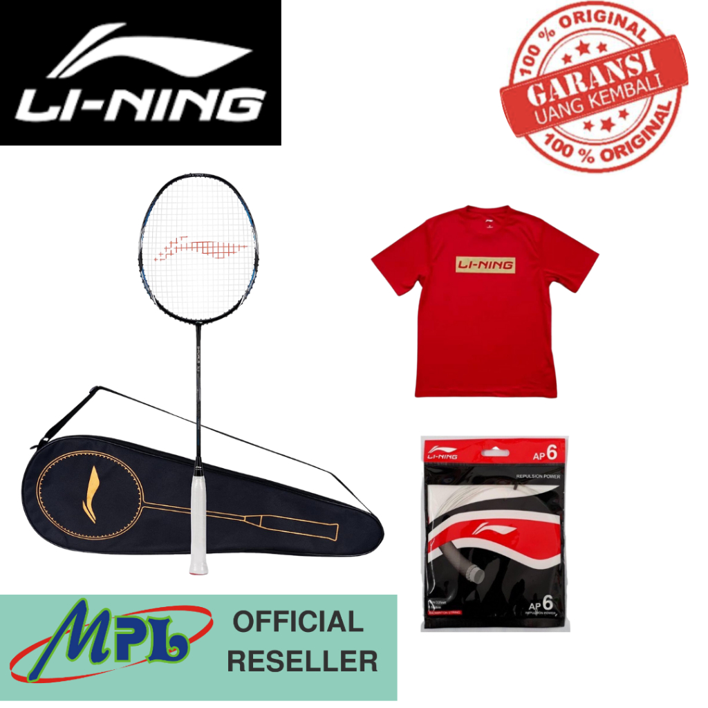 RACKET BADMINTON LINING G-FORCE X5 (82G)AYPT 087-1+AP-6+T-SHIRT+1 ZIP
