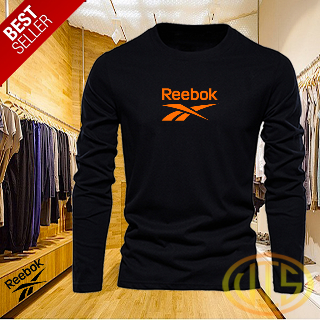 Kaos Lengan Panjang Logo Riebook Motif Orange Distro Premium / Kaos Murah COTTON 30S / Kaos Ukuran J