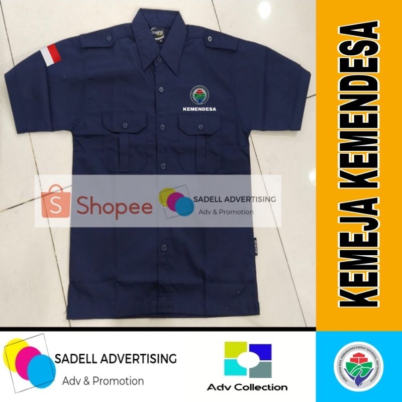 Kemeja Kemendesa Baju Kemendesa Navy Lengan Pendek Pria Bordir