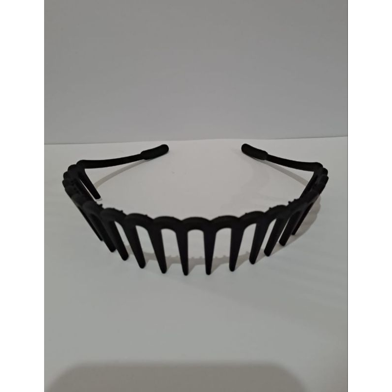 BANDO SIRKAM HITAM WAVE PRIA WANITA BANDO BERGERIGI PREMIUM HAIRBAND COMB ANTI SLIP BANDO SISIR KORE