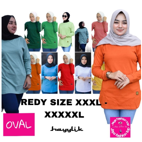kaos wanita polos oval big size 3,4,5 XL katun combad 20s hayylik