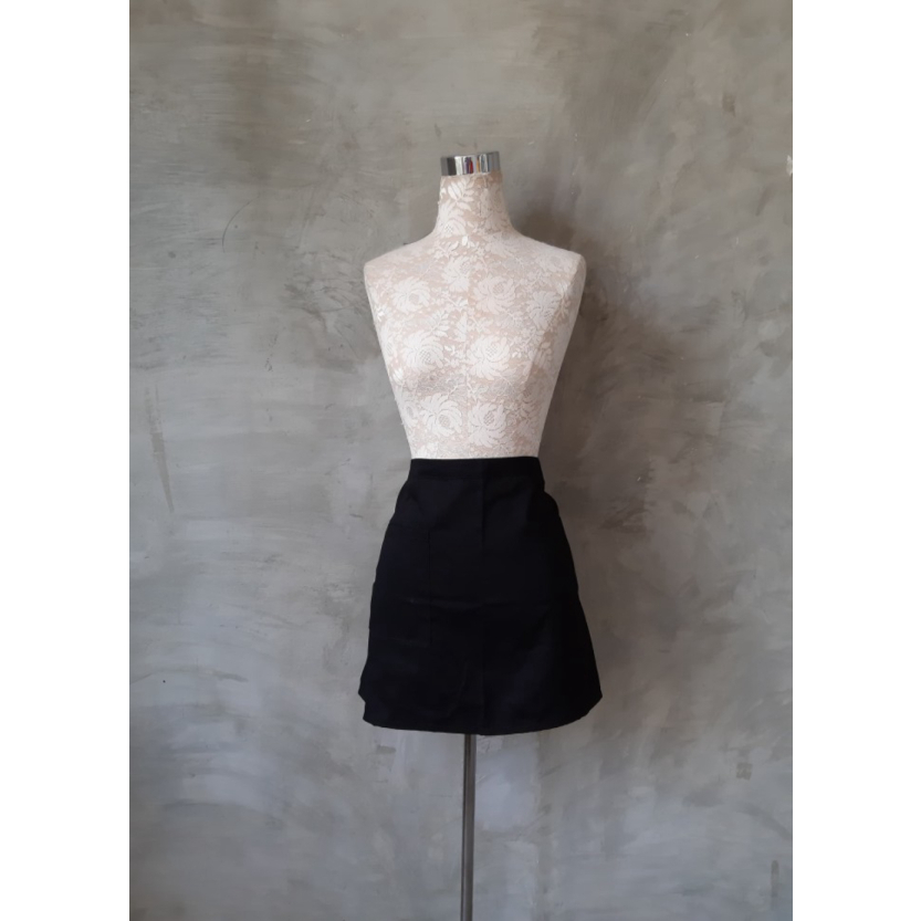 Unik APRON CELEMEK SETENGAH BADAN HITAM POLOS DRILL - HALFAPRONBLACK Berkualitas