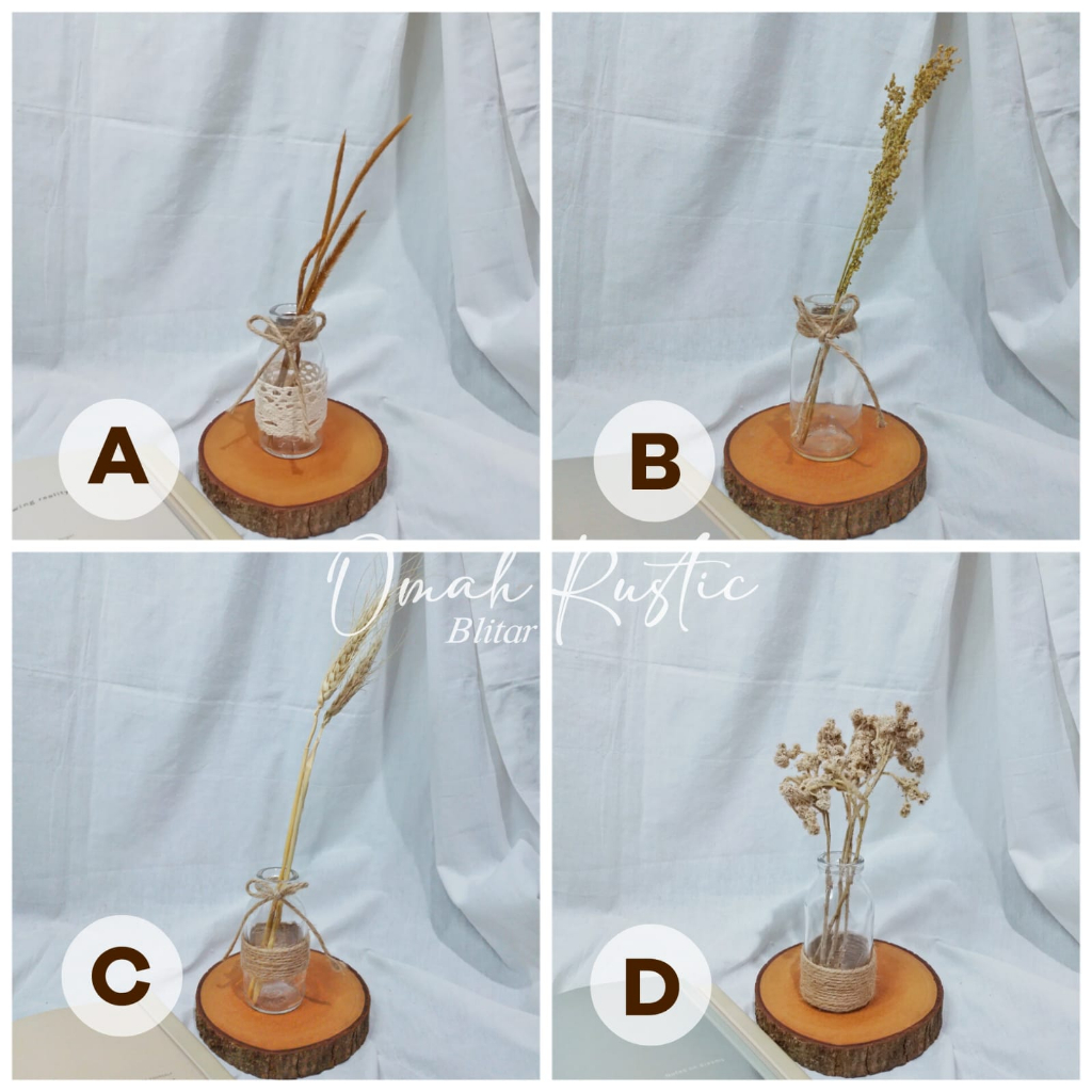 TERMURAH/ VAS BOTOL KACA 100ML/ VAS BOTOL KACA TALI RAMI/ VAS ESTETIK/ VAS RUSTIC