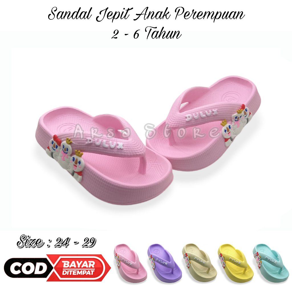 Sandal Jepit Anak Perempuan Karakter Mixue Umur 2 - 6 Tahun / Sendal Lucu Anak Cewek Terbaru