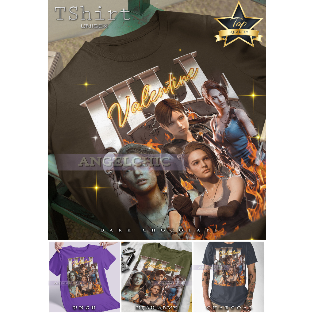 BAJU JILL VALENTINE RESIDENT Unisex Bootleg Tee Kaos Premium Vintage Retro