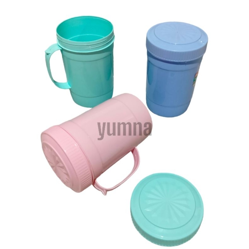 MUG PLASTIK TUTUP KENJI  3 PCS MUG GAGANG PLASTIK MUG JUMBO CANGKIR PLASTIK BESAR GELAS PLASTIK GELA
