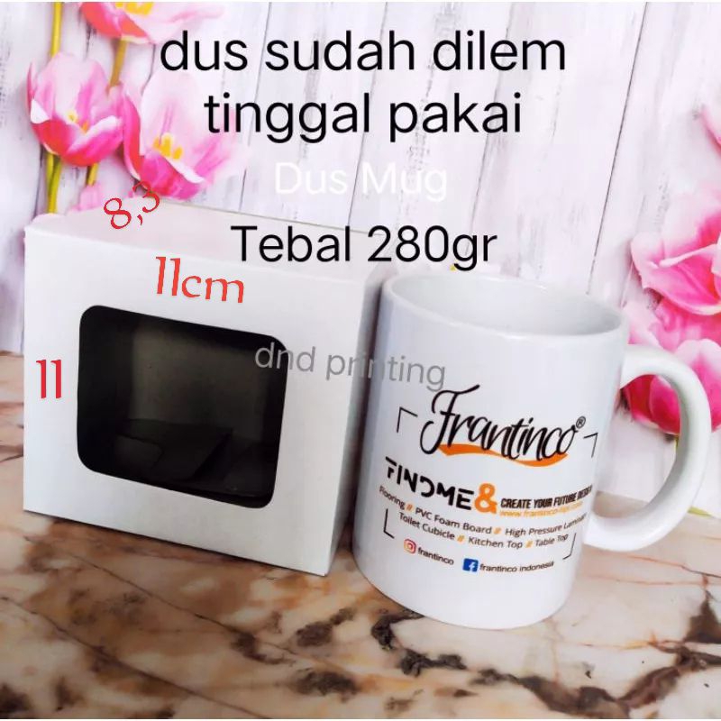 

Dus Mug Duplek Kotak Depan Box Mug Warna Putih 270 Gsm (Standar Terlaris!)