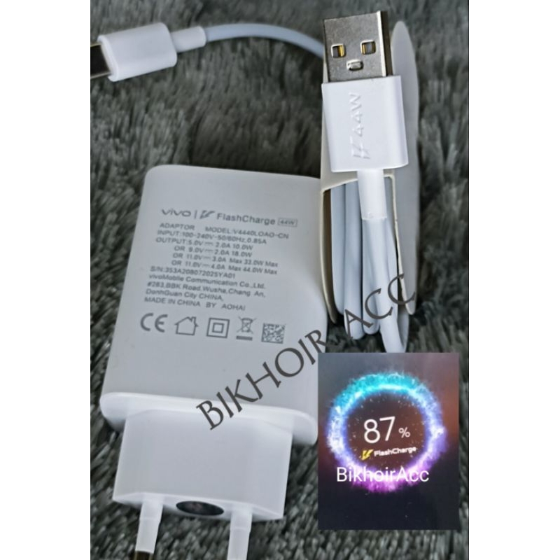 CHARGER ORI VIVO 44W Ori Flash charger Vivo  Y27s, V29e, Y27 5G, Y27, Y36 5G, Y36 5G, V25e bY35/ V21