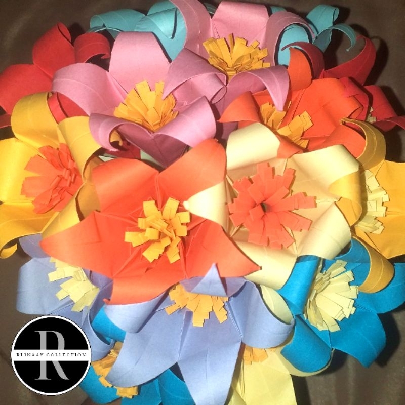 

kerajinan tangan bunga kertas origami warna warni