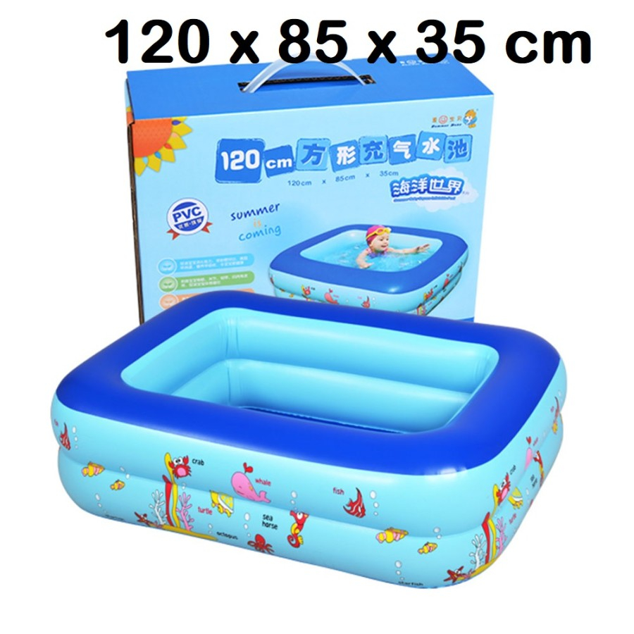Kolam Renang  Air Mandi Pasir Angin Mainan Anak Karet PVC Bayi Balita Size S PD0206 120cm x 85cm x 35cm