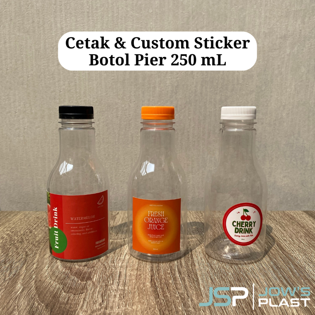 Stiker Botol Pier 250 ml | Stiker Label Cetak Print | Sticker Botol Pir Logo Custom