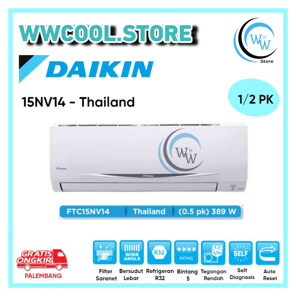 AC Daikin 1/2 PK Thailand STC15NV14 Daikin Mini Split 0.5 PK