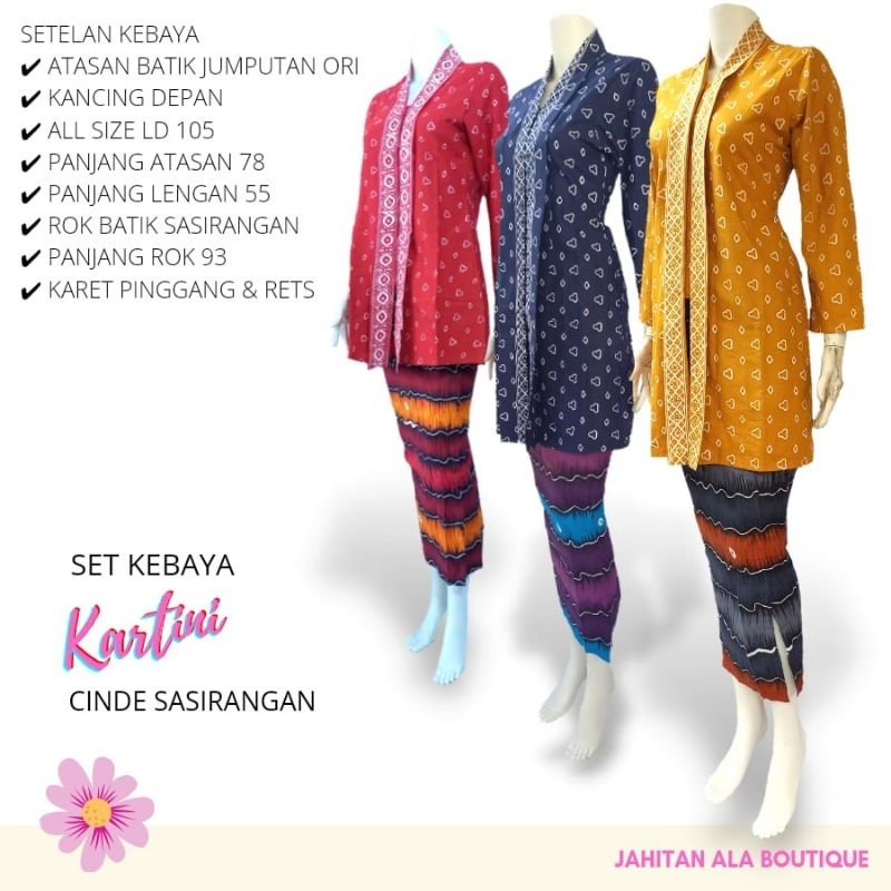 BAJU SETELAN CAP CINDE SASIRANGAN WANITA Set Kebaya Kutubaru Panjang Kancing Depan Setelan Kebaya