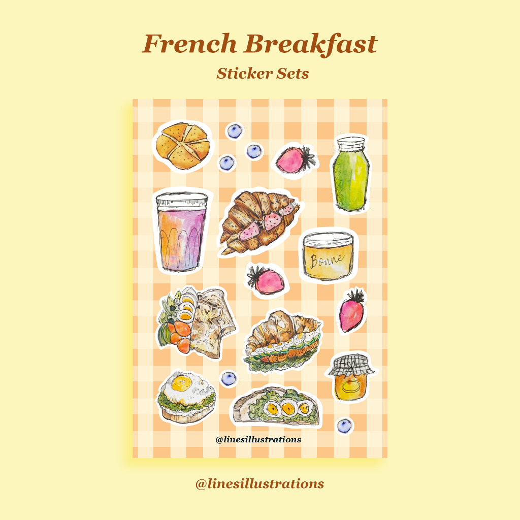 

French Breakfast A6 Sticker Sets | Line's Illustrations