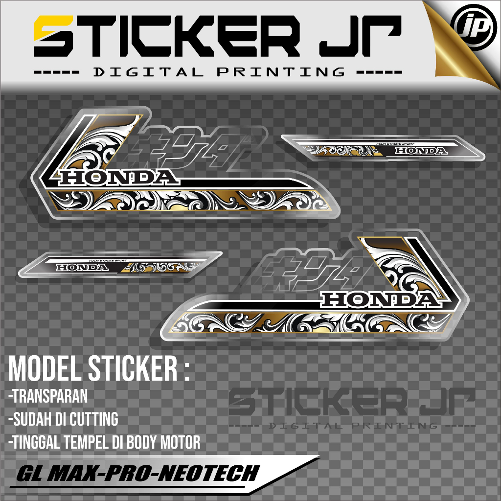 Striping Transparan Honda Gl Pro Max Gl Neotech - Sticker Gl Transparan Sudah Cutting JP013