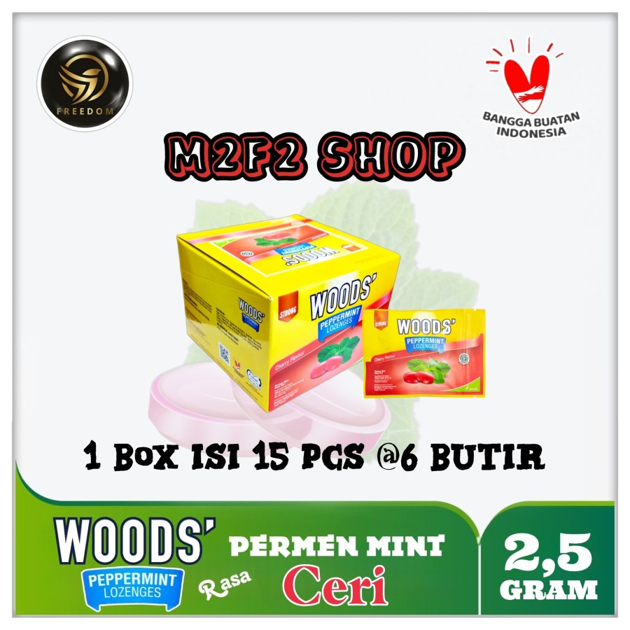 

Woods Peppermint Lozenges Cherry | Permen Mint Pelega Tenggorokan Rasa Ceri Sachet - 15 gr (Kemasan 1 Box)