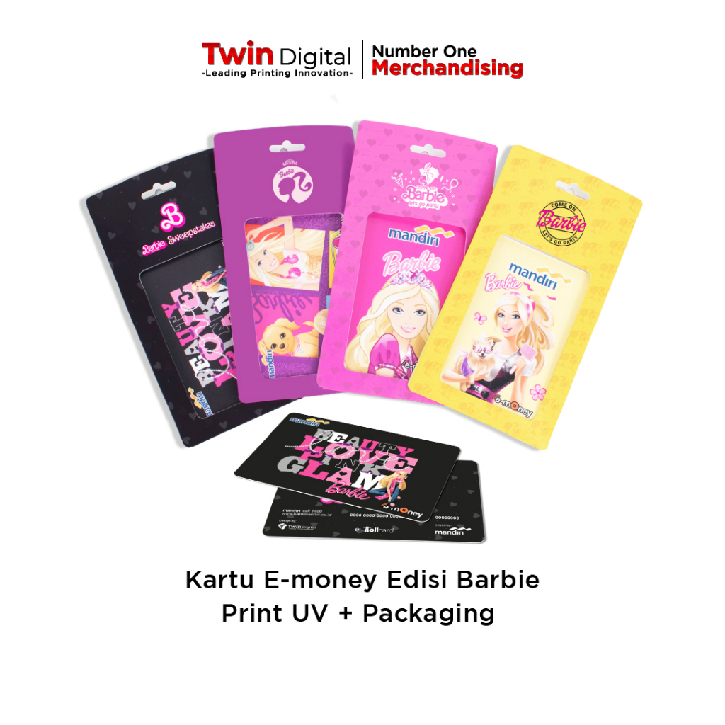 Custom E-money Cetak E-Toll Tap Cash Card Print UV - Kartu Toll Emoney Edisi Barbie