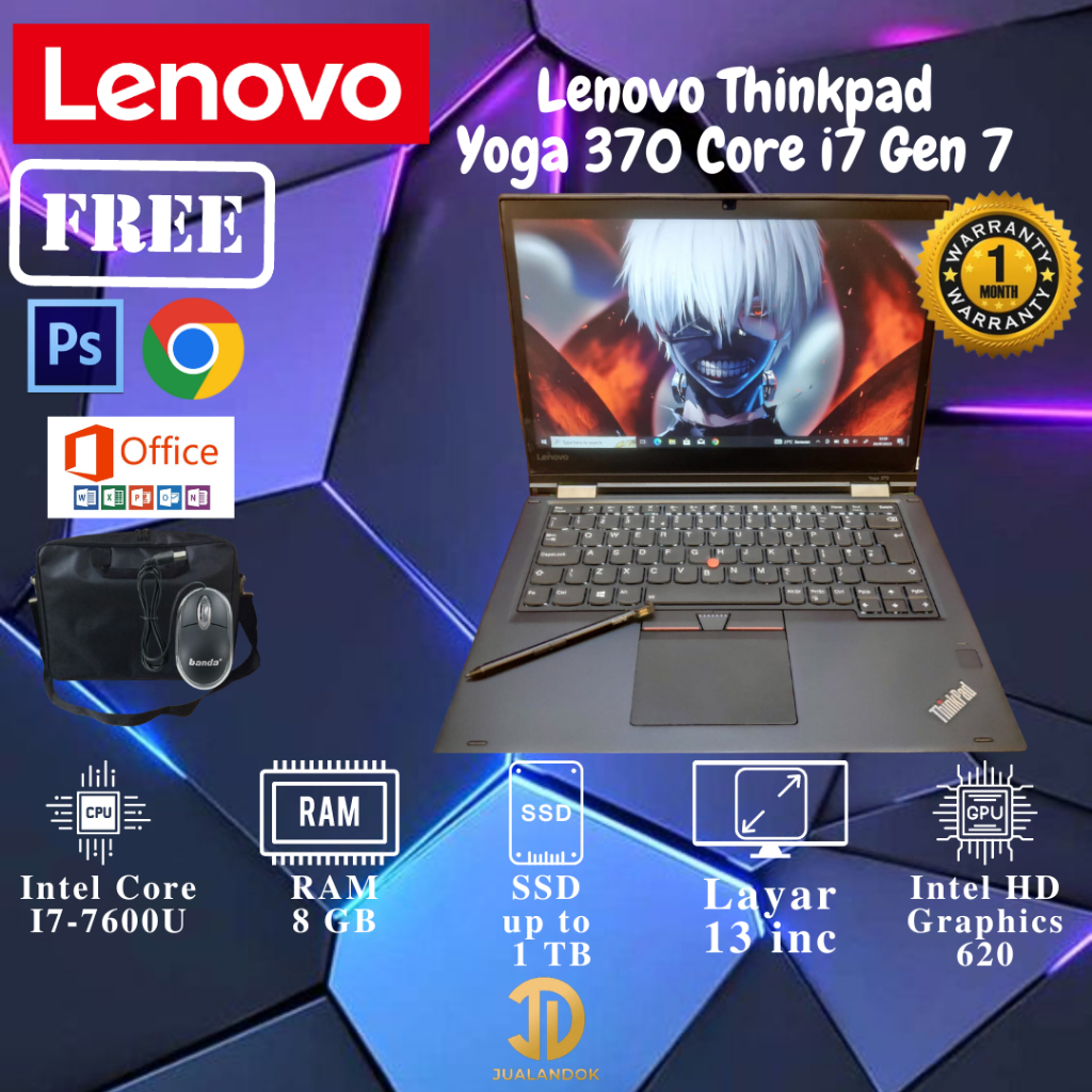 Laptop Lenovo Thinkpad Yoga 370 Core i7 Gen 7 - SSD 512GB - RAM 16GB  + Stylus