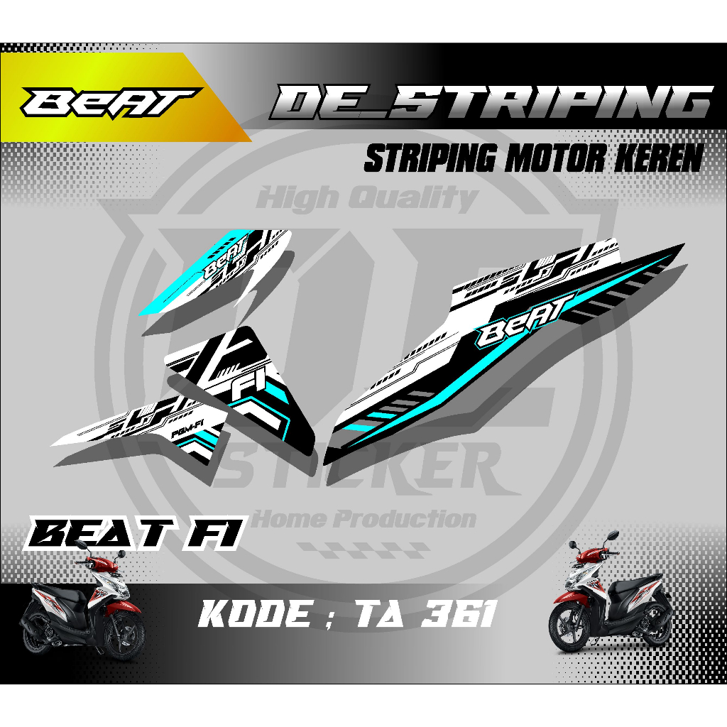 Striping Stiker Motor Beat Fi 2013-2015 Semifull Desain Simpel TA361