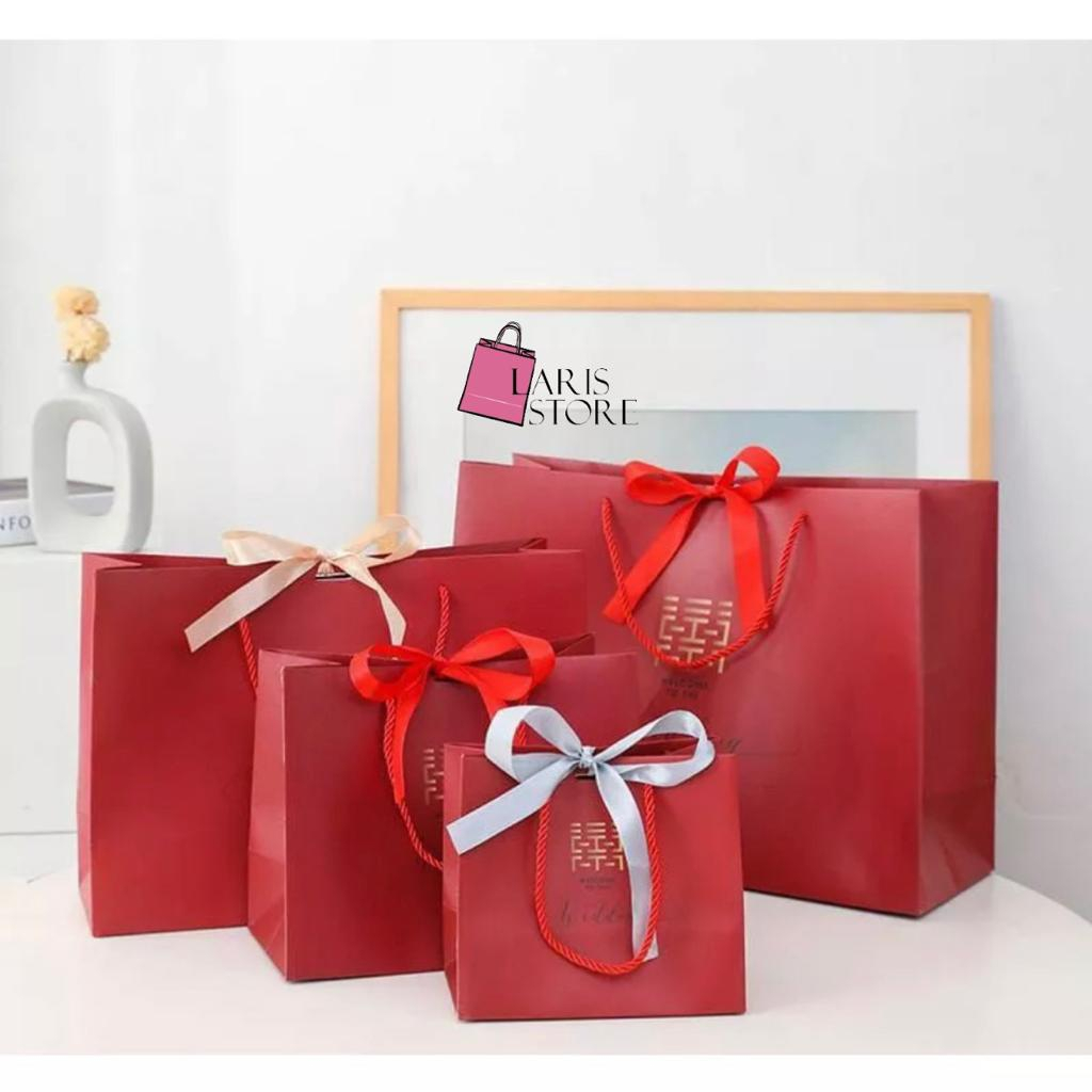 

paperbag Merah motif WEDDING cocok buat kantong hadiah wedding