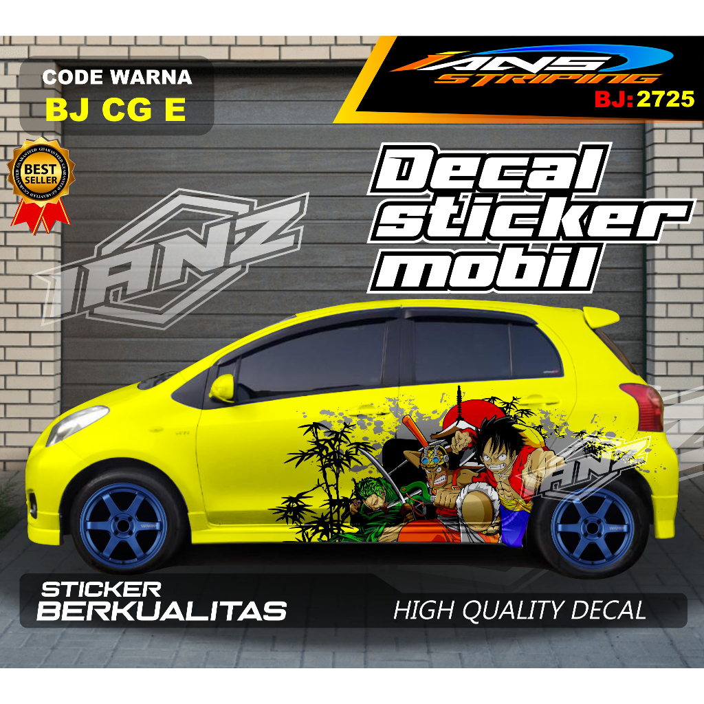 DECAL STICKER MOBIL KARAKTER ONE PIECE-STIKER BODY MOBIL JAZZ, BRIO, SIGRA, YARIS-STIKER MOBIL