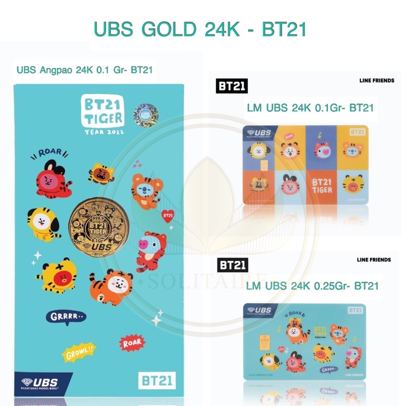 Logam mulua bts bt21 tiger line friends ubs gold lifestyle
