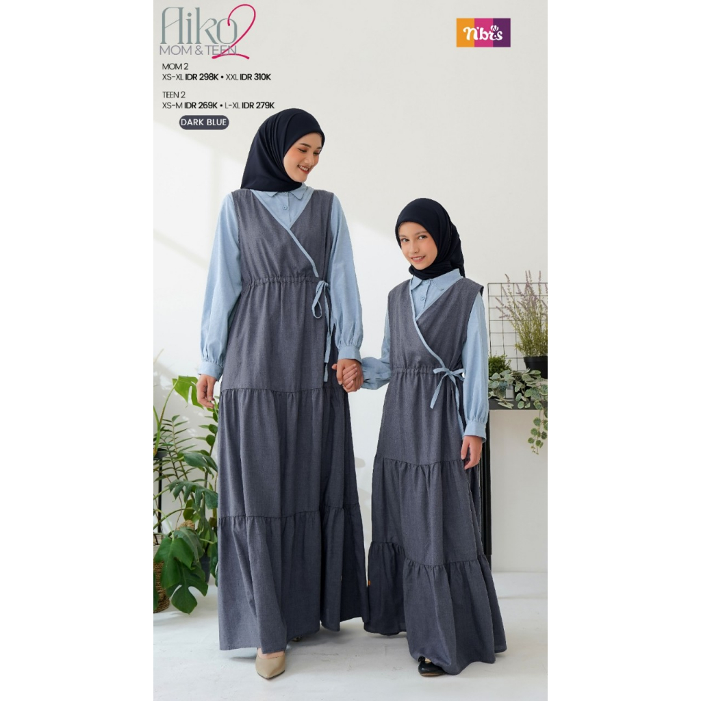 AIKO 2 Nibras gamis muslimah kasual terbaru gamis couple ibu anak nibras
