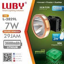 Luby Senter Kepala LED Super Terang Lithium L 2829L LED 7 Watt Putih