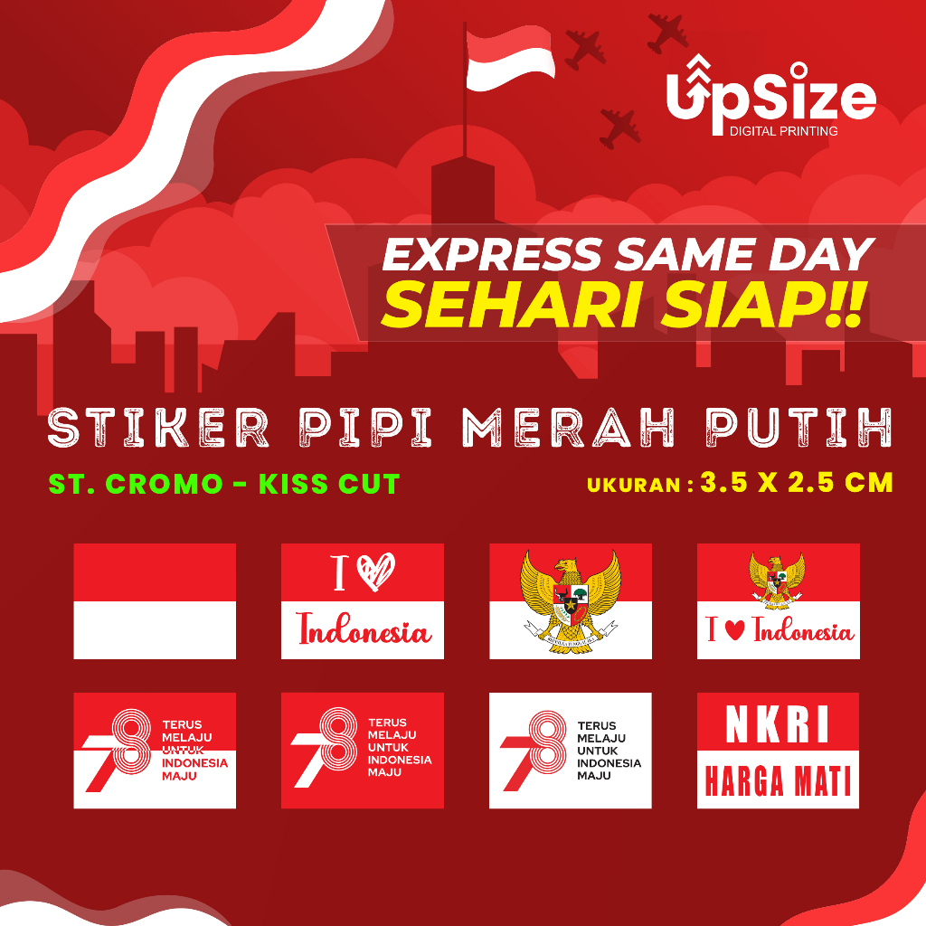 

STIKER TEMPELAN PIPI UNTUK 17 AGUSTUS / DIRGAHAYU / MERDEKA / BENDERA - STIKER CROMO + KISS CUT - EXPRESS INSTANT & SAMEDAY
