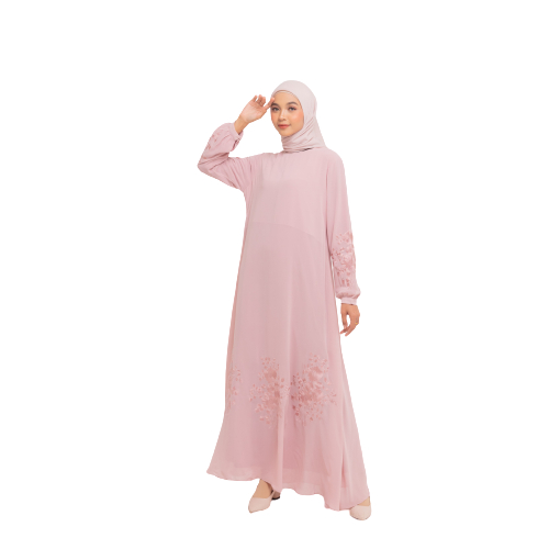 Elzatta Gamis Cerutti Bordir Gamis Wanita Bahan Chiffon Bordir furring kaos polos