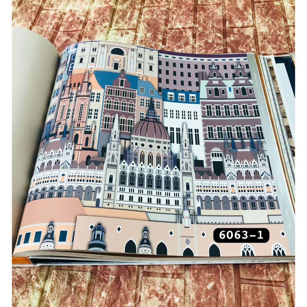 WALLPAPER DINDING MOTIF GEDUNG 3D PERKOTAAN HR