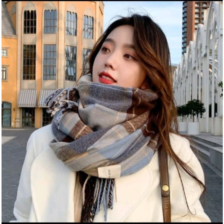 SYAL Korean Fashion Syal Wool motif KOTAK