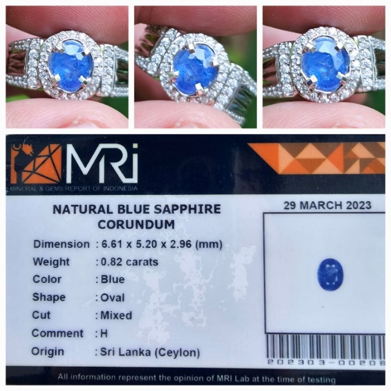 Natural Blue Sapphire Ceylon Srilanka Memo 0.82 crt