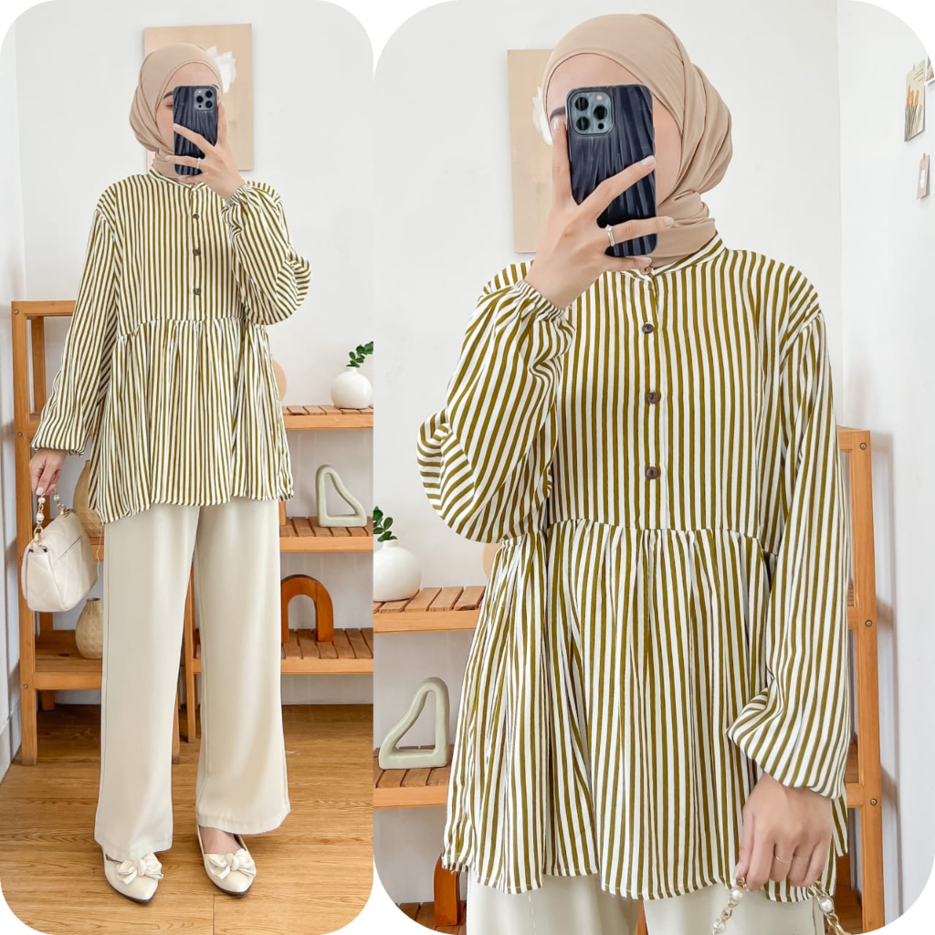 BLOUSE SALUR REMPEL KERAH SANGHAI BAHAN RAYON LD 115 TERBARU VIRAL