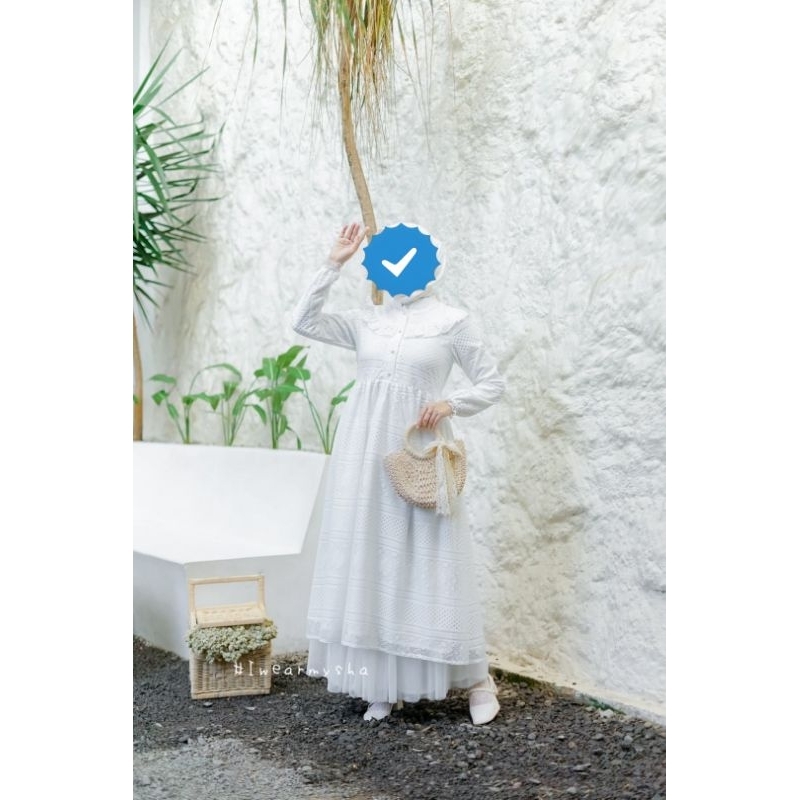 READY Midi Raya Yoona Raya Broken White Rok Tutu pb 120cm by Iwearmysha