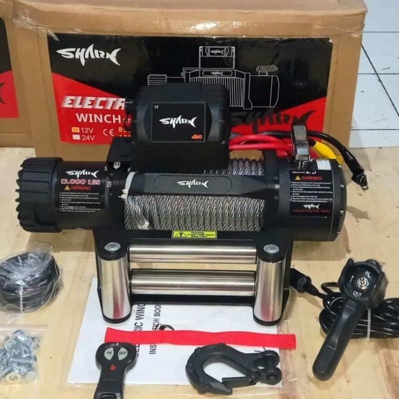 WINCH | WINCH  SHARK 13000 LBS 6 TON 6,6 HP 12-24V TALI SLING BAJA OFFROAD WINCH