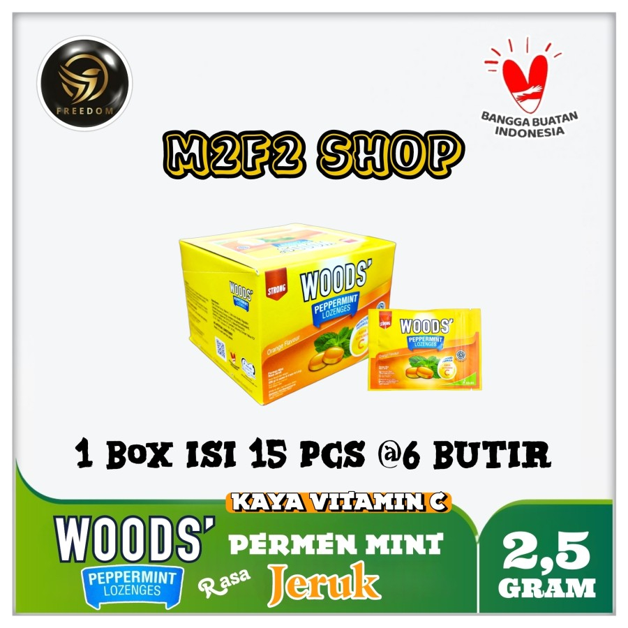 

Woods Peppermint Lozenges Orange | Permen Mint Pelega Tenggorokan Rasa Jeruk Sachet - 15 gr (Kemasan 1 Box)