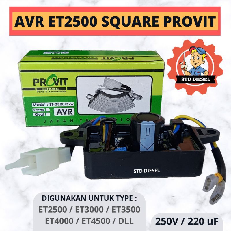 AVR ET2500 ET3000 ET3500 ET4000 ET4500 MERK PROVIT AVEER MODEL KOTAK SQUARE 2000 3000 4000 WATT 2kw 