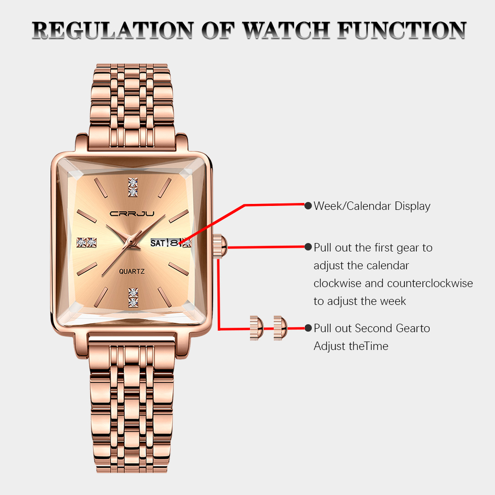 ORIGINAL CRRJU Jam Tangan Wanita Original Branded Anti Air Rantai Kuarsa Stainless Steel Terbaru