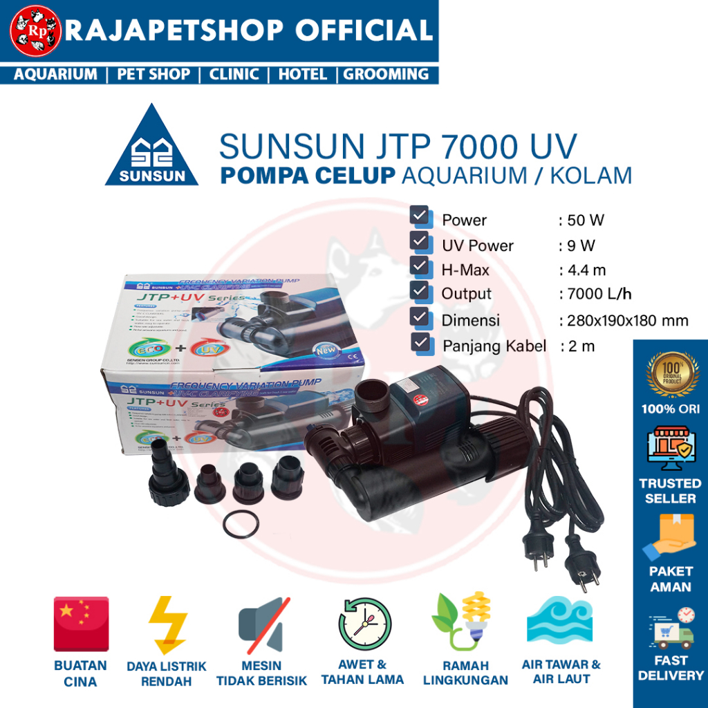 SUNSUN JTP 7000 UV POMPA CELUP + UV KOLAM AQUARIUM