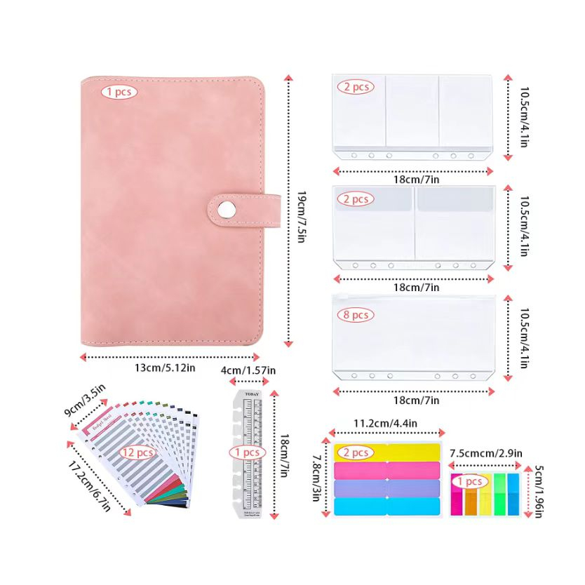 

Macaron Tone A6 Binder dengan Penutup Binder Kulit, 6 Cincin, 14 Tas Binder