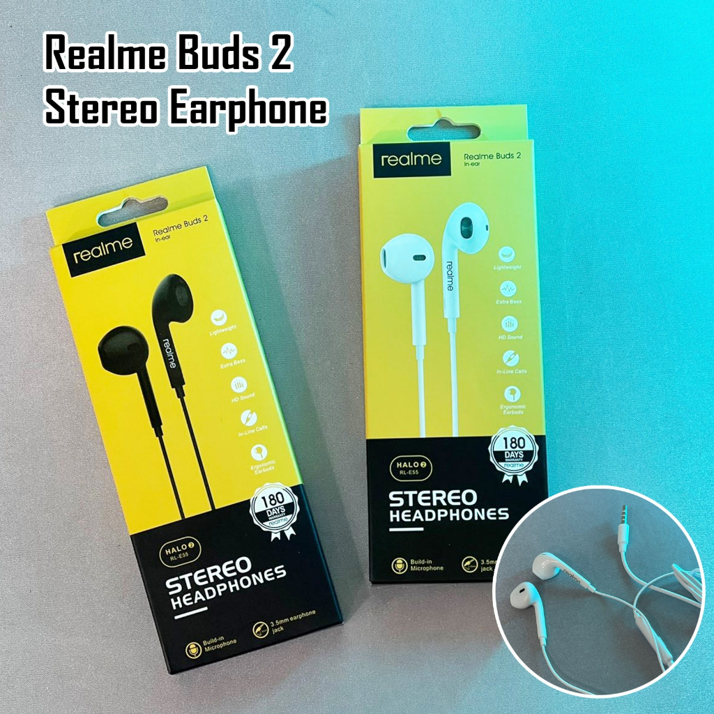 HANDSFREE REALME RL-E55 BUDS 2 HALO-2 EARPHONE REALME BY.MEGA ROXY STORE