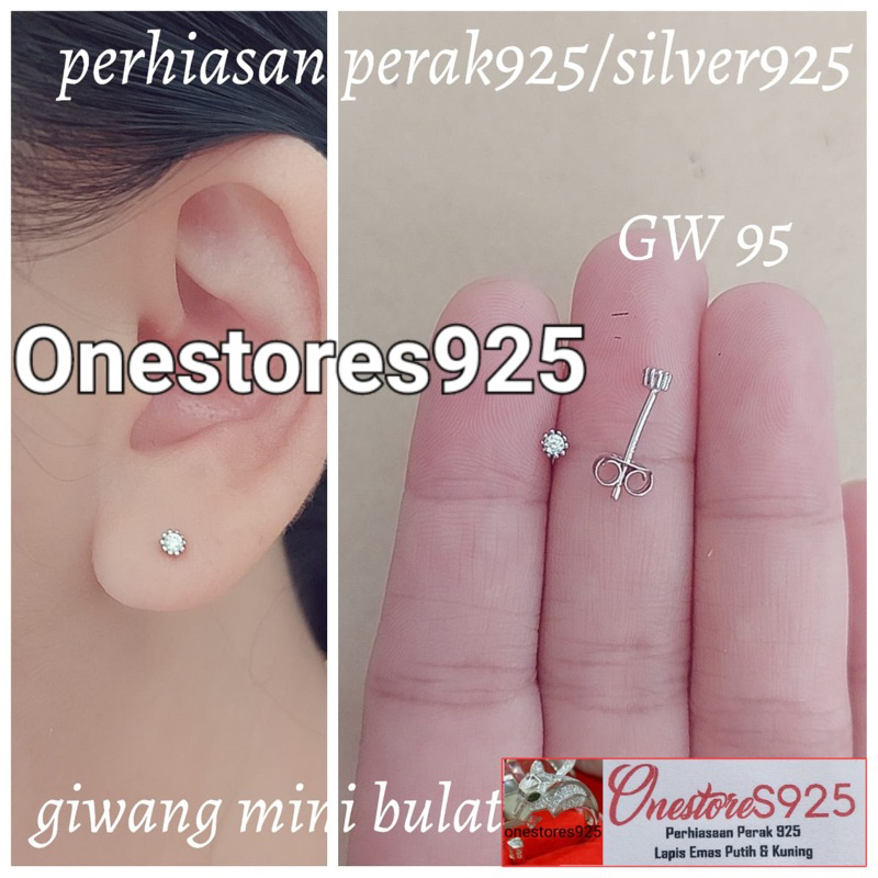 anting giwang tusuk perak asli lapis emas putih gw95