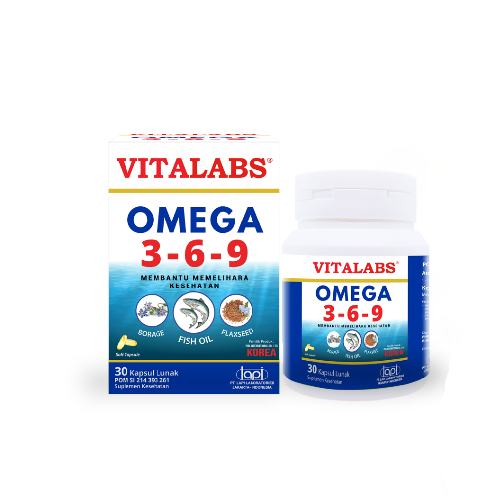 VITALABS Omega 3-6-9 - Botol Isi 30 Kapsul - Suplemen Omega 3-6-9