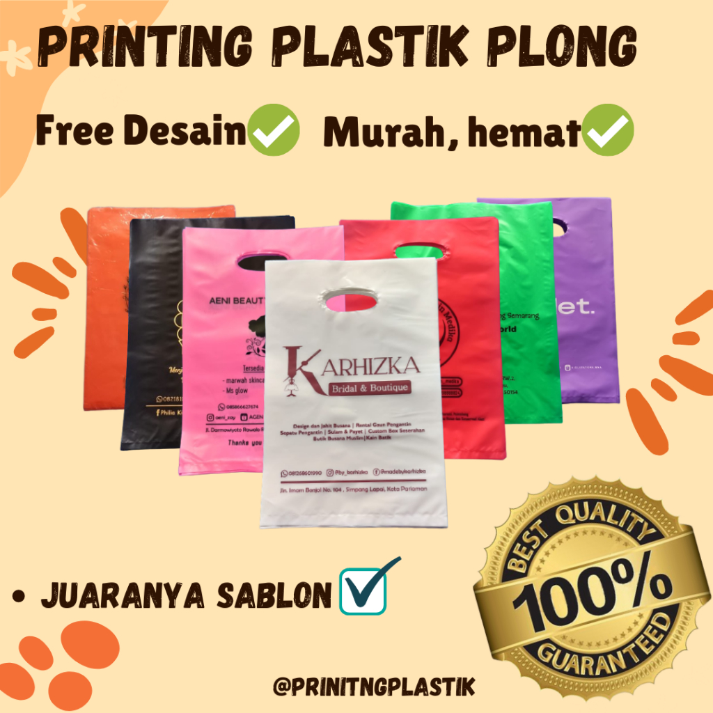 Sablon Plastik Plong Custom Free Design Desain Murah Hemat Harga Grosir Plastic Packing Cetak