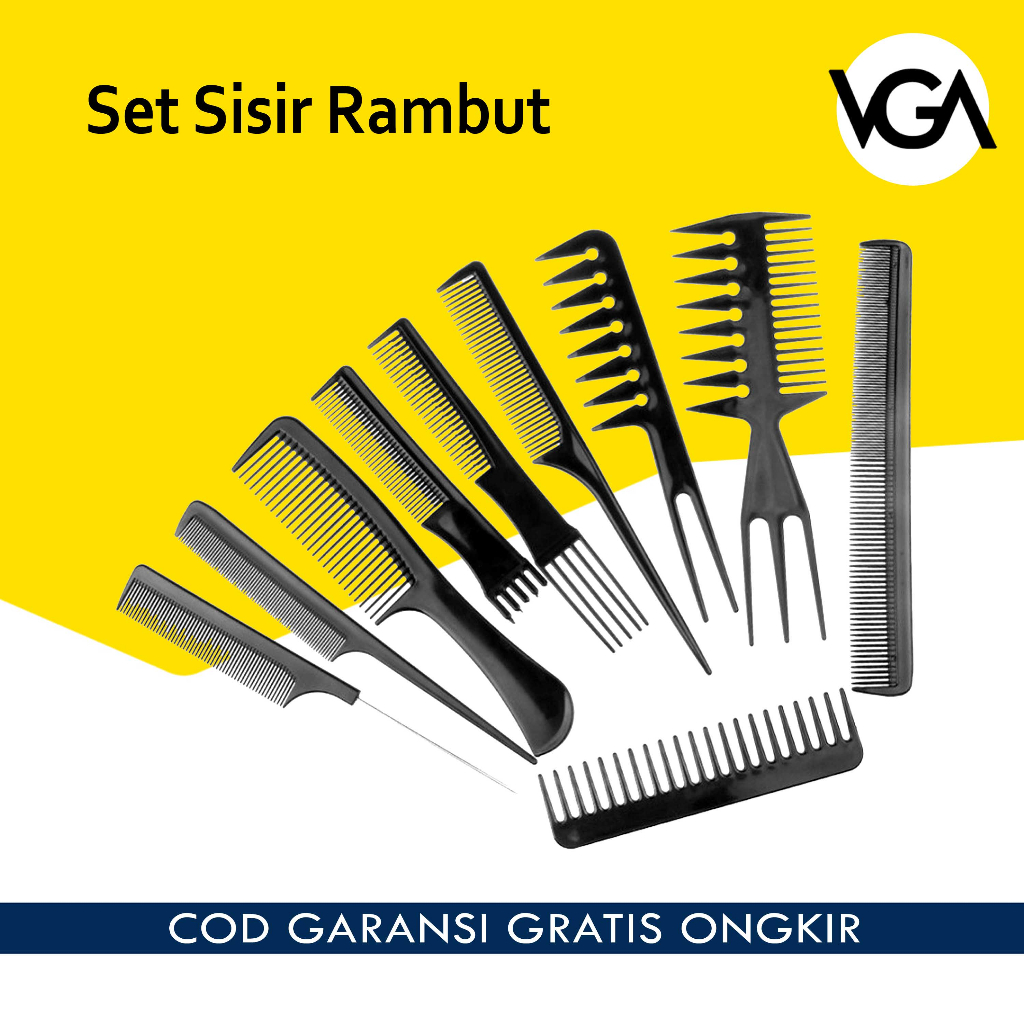 SISIR RAMBUT SET ISI 10 PCS ALAT PERALATAN AKSESORIS ASESORIS SISIR PENYISIR PERAPI PERAWATAN TREATM