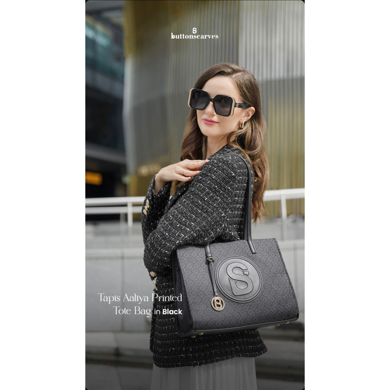 TAPIS AALIYA PRINTED BLACK AALIYA SMALL TOTE BAG BLACK AS IS NO BOX